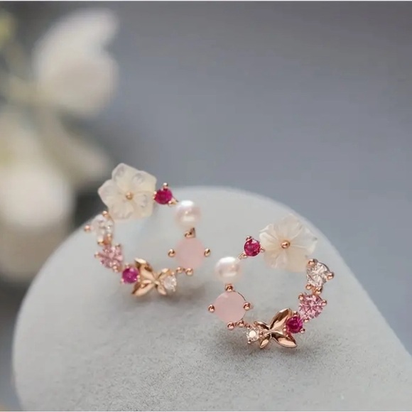 Jewelry - Cherry Blossom & Butterfly Stud Earrings